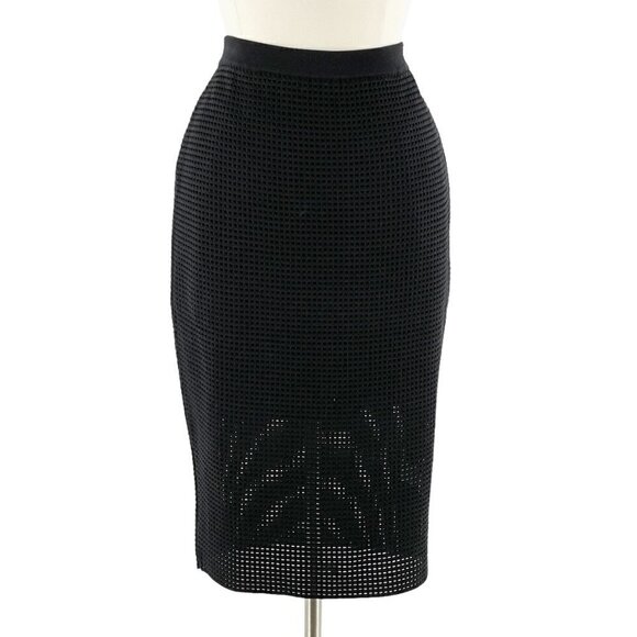 Alberto Makali Dresses & Skirts - SALE NWOT Alberto Makali Laser Cut Perforated Black Knit Midi Pencil Skirt Large